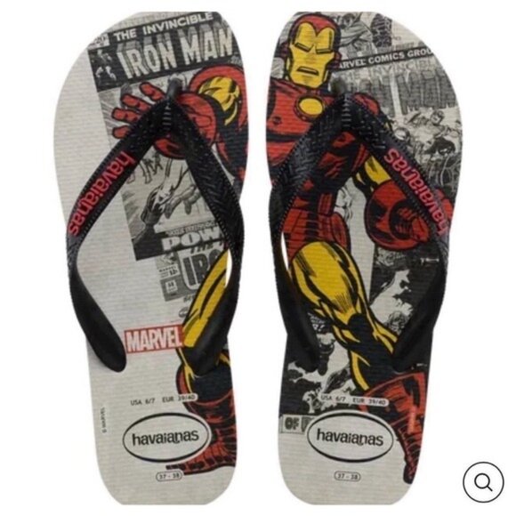 Marvel Iron Man Comic Havaianas Flip Flops Men’s Size 11/12 Summer And Vacation - Picture 1 of 7